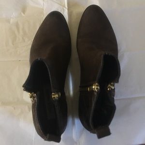 Ankle booties gold zippers both sides